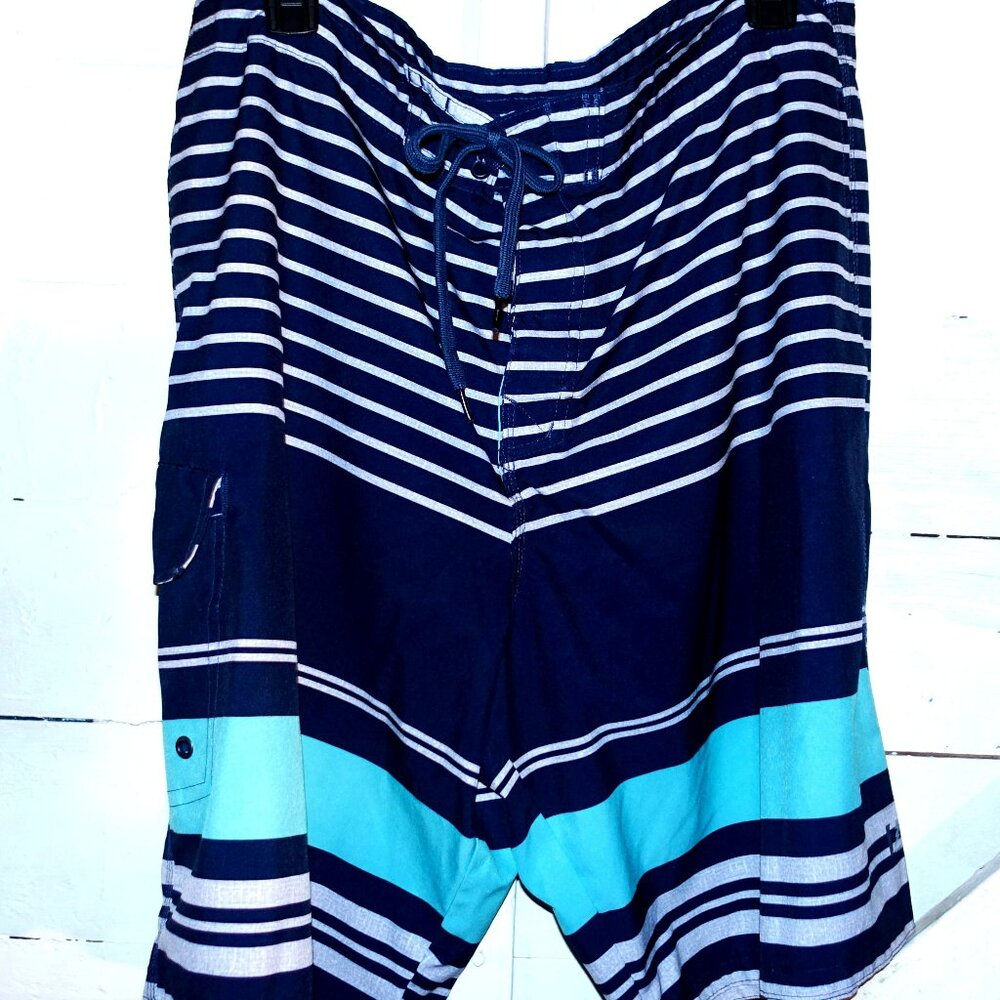 Amplify Blue Striped Board Shorts XL